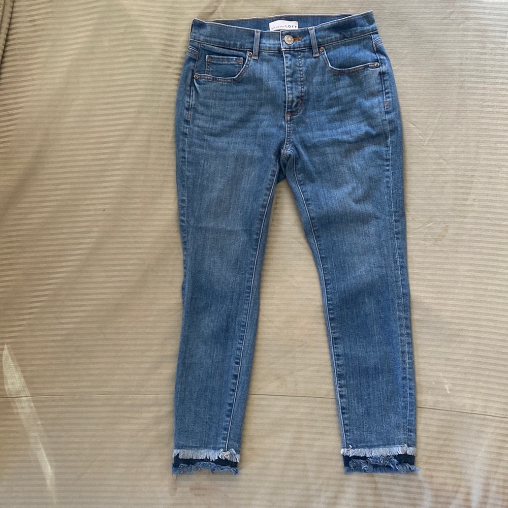LOFT jeans with fringe at ankle